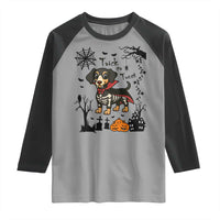 Funny Halloween Gift Raglan Shirt Trick Or Treat With My Dachshund Dracula - Wonder Print Shop