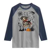 Funny Halloween Gift Raglan Shirt Trick Or Treat With My Dachshund Dracula - Wonder Print Shop