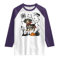 Funny Halloween Gift Raglan Shirt Trick Or Treat With My Dachshund Dracula - Wonder Print Shop