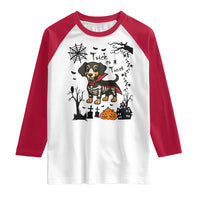 Funny Halloween Gift Raglan Shirt Trick Or Treat With My Dachshund Dracula - Wonder Print Shop