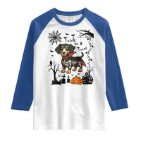 Funny Halloween Gift Raglan Shirt Trick Or Treat With My Dachshund Dracula - Wonder Print Shop