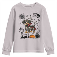 Funny Halloween Gift Youth Sweatshirt Trick Or Treat With My Dachshund Dracula - Wonder Print Shop