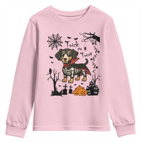 Funny Halloween Gift Youth Sweatshirt Trick Or Treat With My Dachshund Dracula - Wonder Print Shop