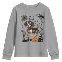 Funny Halloween Gift Youth Sweatshirt Trick Or Treat With My Dachshund Dracula - Wonder Print Shop