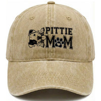 Pittie Mom Washed Cotton Baseball Cap Funny Gift For Pitbull Lover