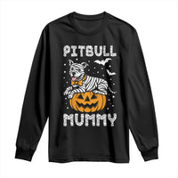 Halloween Dog Lover Long Sleeve Shirt Funny Pitbull Mummy - Wonder Print Shop
