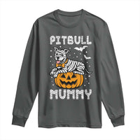 Halloween Dog Lover Long Sleeve Shirt Funny Pitbull Mummy - Wonder Print Shop