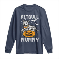 Halloween Dog Lover Long Sleeve Shirt Funny Pitbull Mummy - Wonder Print Shop