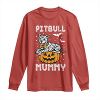 Halloween Dog Lover Long Sleeve Shirt Funny Pitbull Mummy - Wonder Print Shop