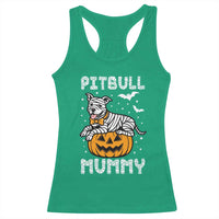 Halloween Dog Lover Racerback Tank Top Funny Pitbull Mummy - Wonder Print Shop