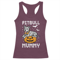 Halloween Dog Lover Racerback Tank Top Funny Pitbull Mummy - Wonder Print Shop