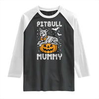 Halloween Dog Lover Raglan Shirt Funny Pitbull Mummy - Wonder Print Shop