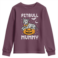 Halloween Dog Lover Youth Sweatshirt Funny Pitbull Mummy - Wonder Print Shop