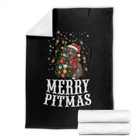 Christmas Pitbull Throw Blanket Funny Merry Pitmas Tree Hug - Wonder Print Shop