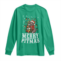 Christmas Pitbull Long Sleeve Shirt Funny Merry Pitmas Tree Hug - Wonder Print Shop