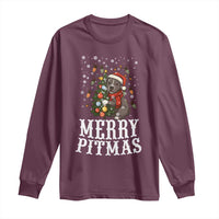 Christmas Pitbull Long Sleeve Shirt Funny Merry Pitmas Tree Hug - Wonder Print Shop