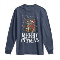 Christmas Pitbull Long Sleeve Shirt Funny Merry Pitmas Tree Hug - Wonder Print Shop