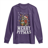 Christmas Pitbull Long Sleeve Shirt Funny Merry Pitmas Tree Hug - Wonder Print Shop