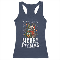 Christmas Pitbull Racerback Tank Top Funny Merry Pitmas Tree Hug - Wonder Print Shop
