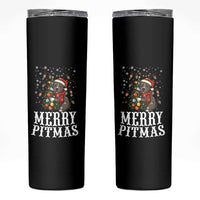 Christmas Pitbull Skinny Tumbler Funny Merry Pitmas Tree Hug