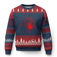 Red Black Widow Spider Ugly Christmas Sweater Gothic Spider Web Vintage Horror Gift