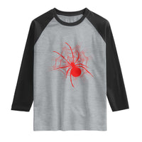 Red Black Widow Spider Raglan Shirt Gothic Spider Web Vintage Horror Gift
