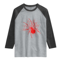 Red Black Widow Spider Raglan Shirt Gothic Spider Web Vintage Horror Gift