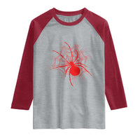 Red Black Widow Spider Raglan Shirt Gothic Spider Web Vintage Horror Gift
