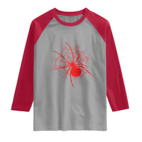 Red Black Widow Spider Raglan Shirt Gothic Spider Web Vintage Horror Gift