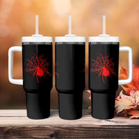 Red Black Widow Spider Tumbler With Handle Gothic Spider Web Vintage Horror Gift