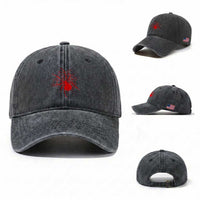Red Black Widow Spider Washed Cotton Baseball Cap Gothic Spider Web Vintage Horror Gift