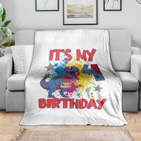 Dino Spider Its My 4th Birthday Throw Blanket Dinosaur Gift For Boys