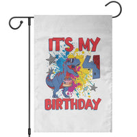 Dino Spider Its My 4th Birthday Garden Flag Dinosaur Gift For Boys