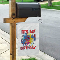 Dino Spider Its My 4th Birthday Garden Flag Dinosaur Gift For Boys