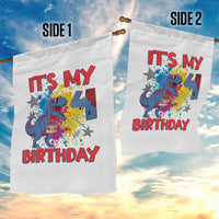 Dino Spider Its My 4th Birthday Garden Flag Dinosaur Gift For Boys