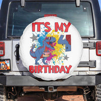 Dino Spider Its My 4th Birthday Spare Tire Cover Dinosaur Gift For Boys
