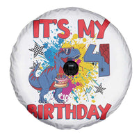 Dino Spider Its My 4th Birthday Spare Tire Cover Dinosaur Gift For Boys