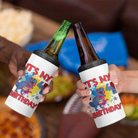 Dino Spider Its My 4th Birthday 4 in 1 Can Cooler Tumbler Dinosaur Gift For Boys