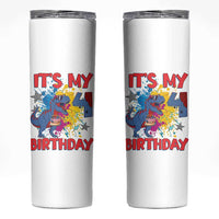 Dino Spider Its My 4th Birthday Skinny Tumbler Dinosaur Gift For Boys