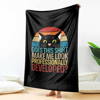 Vintage Black Cat Throw Blanket Does This Shirt Make Me Look Professionally Developed