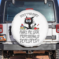 Funny Teacher Black Cat Spare Tire Cover Does This Shirt Make Me Look Professionally Developed