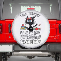Funny Teacher Black Cat Spare Tire Cover Does This Shirt Make Me Look Professionally Developed