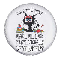 Funny Teacher Black Cat Spare Tire Cover Does This Shirt Make Me Look Professionally Developed
