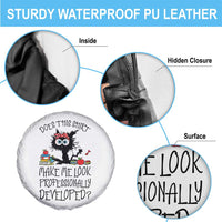 Funny Teacher Black Cat Spare Tire Cover Does This Shirt Make Me Look Professionally Developed