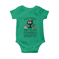 Funny Teacher Black Cat Baby Onesie Does This Shirt Make Me Look Professionally Developed