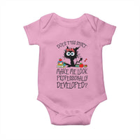 Funny Teacher Black Cat Baby Onesie Does This Shirt Make Me Look Professionally Developed