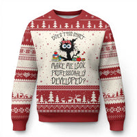Funny Teacher Black Cat Ugly Christmas Sweater Does This Shirt Make Me Look Professionally Developed