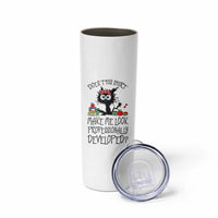 Funny Teacher Black Cat Skinny Tumbler Does This Shirt Make Me Look Professionally Developed