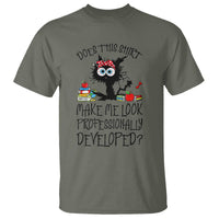 Funny Teacher Black Cat T Shirt Does This Shirt Make Me Look Professionally Developed