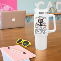 Funny Teacher Black Cat Tumbler With Handle Does This Shirt Make Me Look Professionally Developed